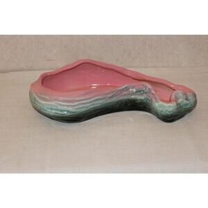Vintage Hull Pottery Pink Blue Console Bowl Planter